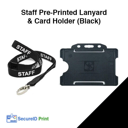 Pre-Printed STAFF Lanyard with ID Badge Holder - Multiple Colors Available